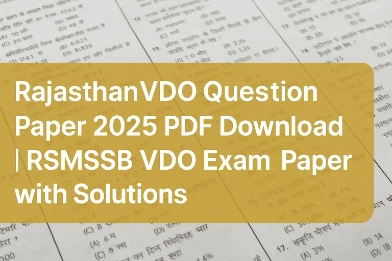 Rajasthan VDO Question Paper 2025