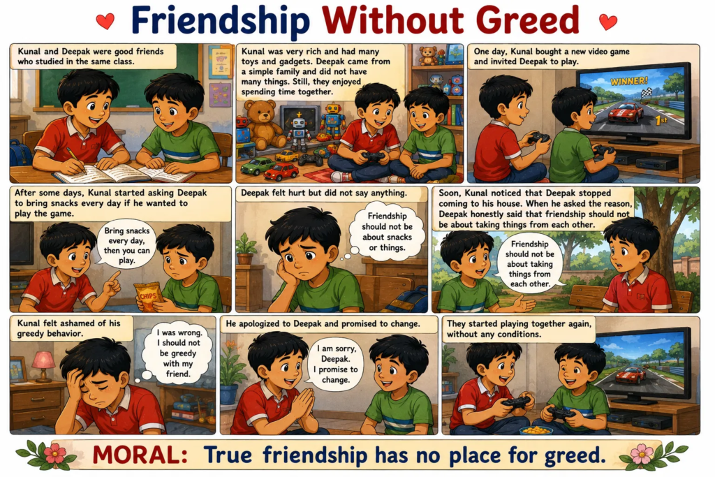 Friendship Without Greed-Friendship Moral Stories in English