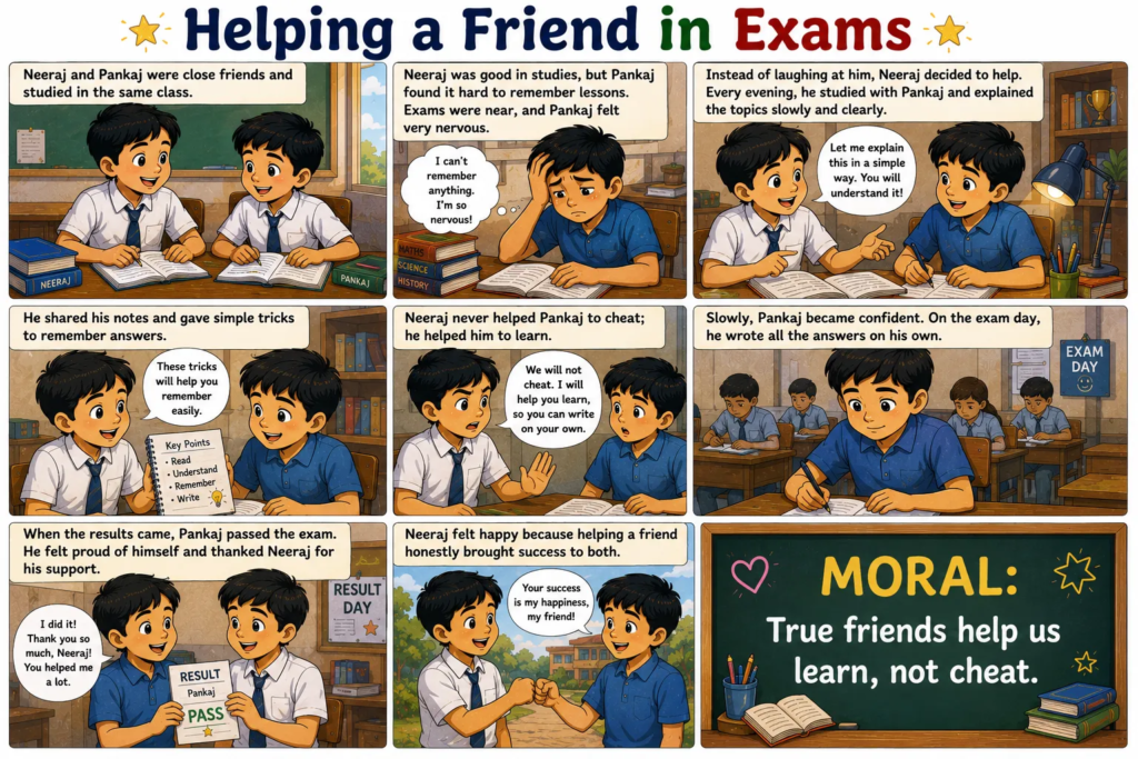 Helping a Friend in Exams -Friendship Moral Stories in English