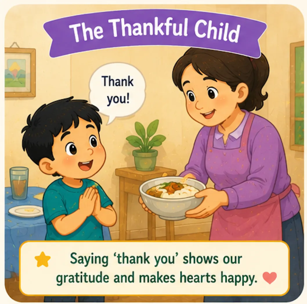 The Thankful Child - 20 Lines Short Stories with Moral