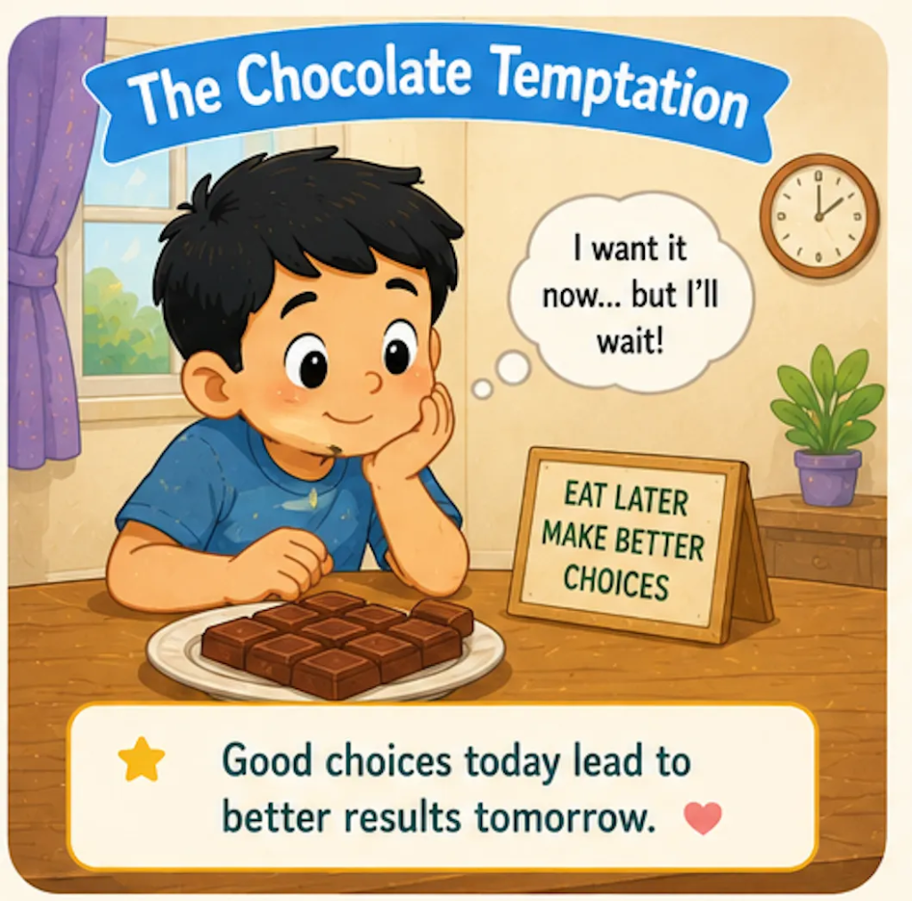 The Chocolate Temptation - 20 Lines Short Stories with Moral