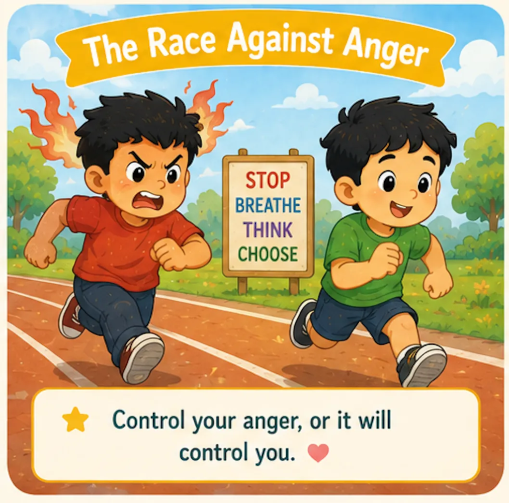 The Race Against Anger - 20 Lines Short Stories with Moral