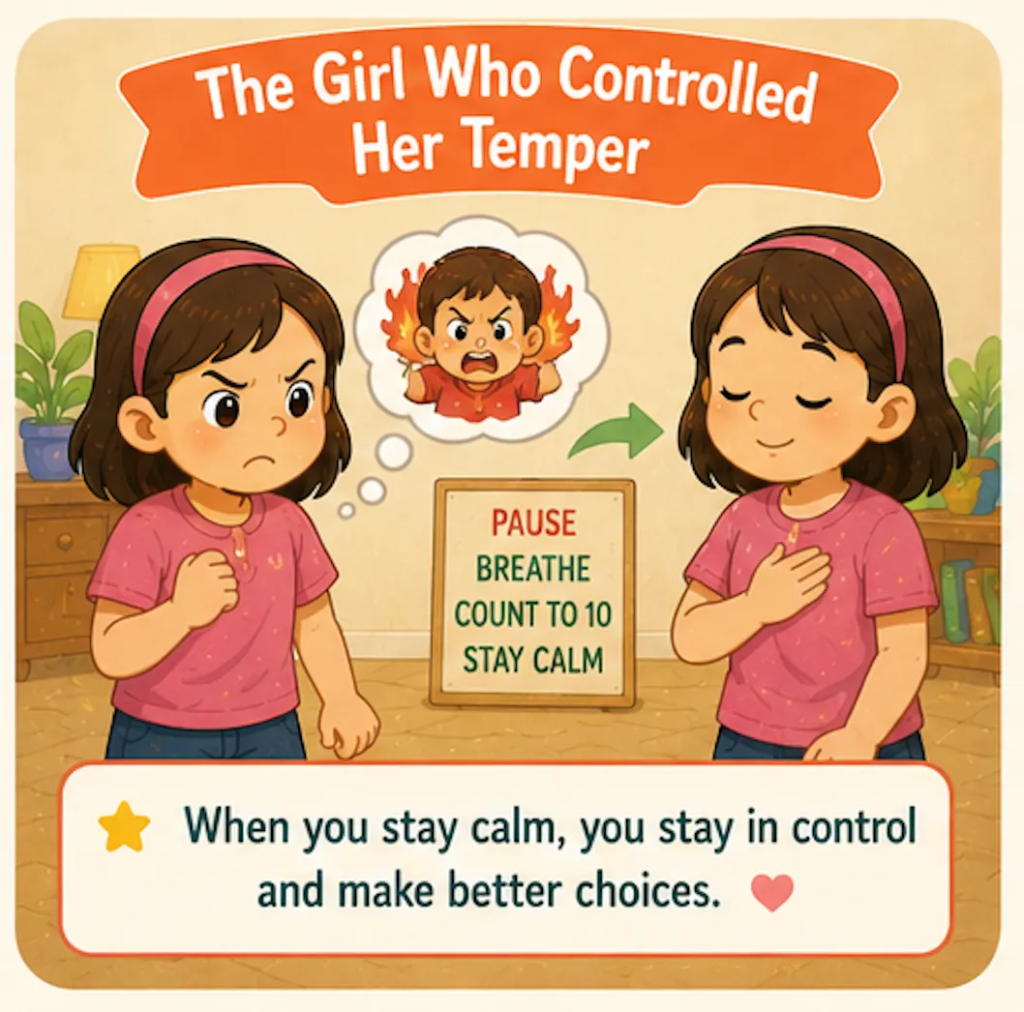 The Girl Who Controlled Her Temper - 20 Lines Short Stories with Moral