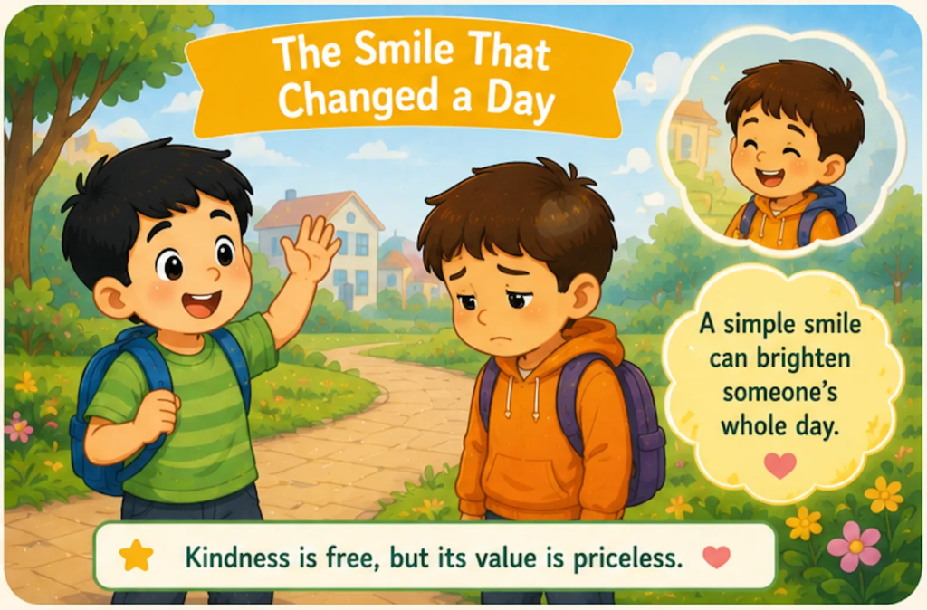 The Smile That Changed a Day - 20 Lines Short Stories with Moral