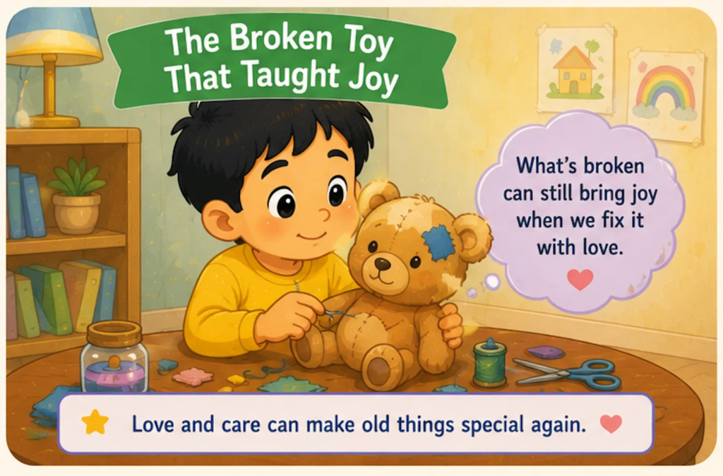 The Broken Toy That Taught Joy - 20 Lines Short Stories with Moral