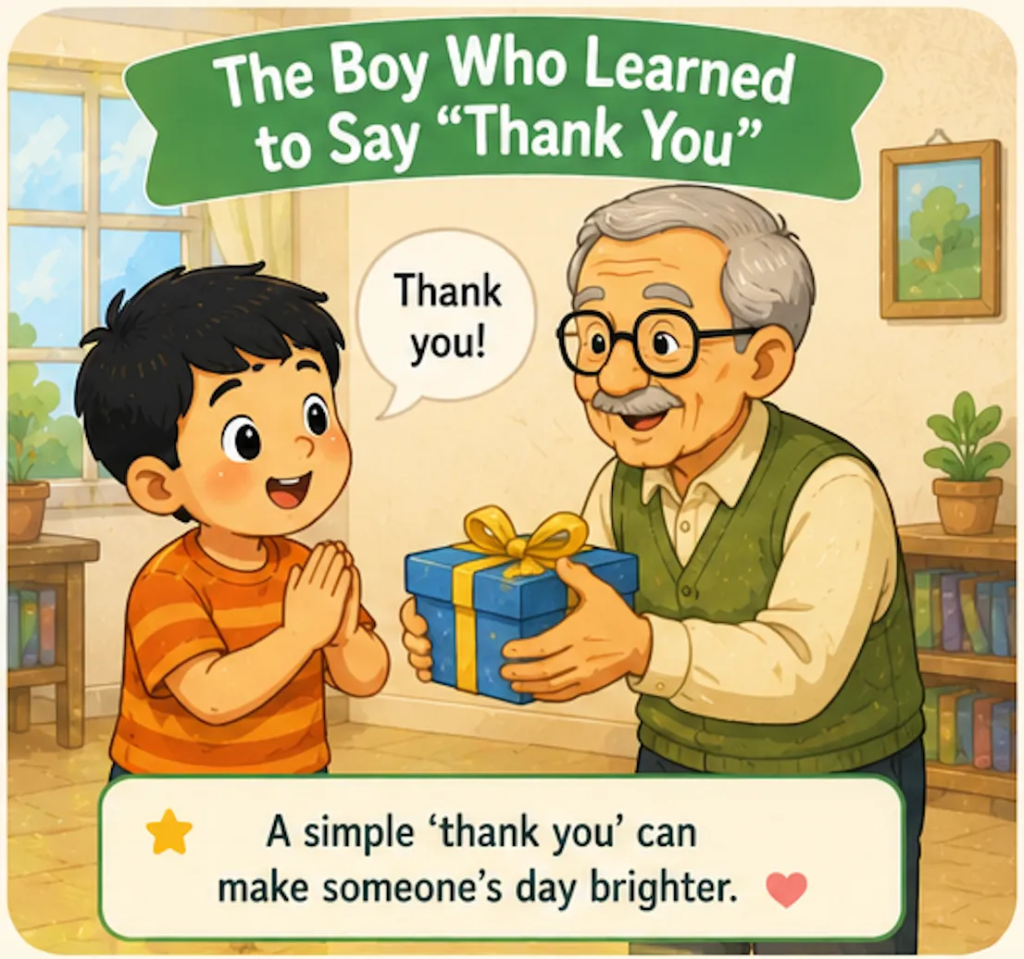 The Boy Who Learned to Say “Thank You”-1 Minute Bedtime Stories for Kids