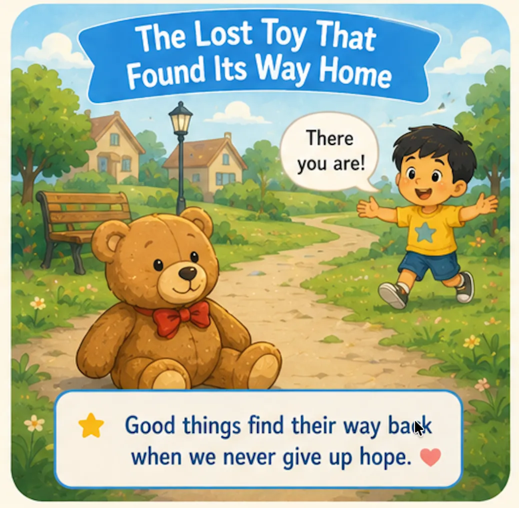 The Lost Toy That Found Its Way Home-1 Minute Bedtime Stories for Kids