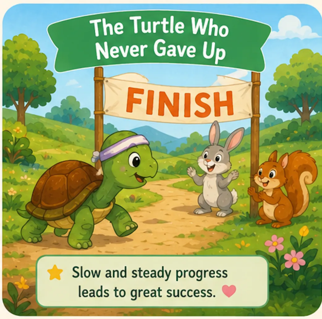 The Turtle Who Never Gave Up- 1 Minute Bedtime Stories for Kids
