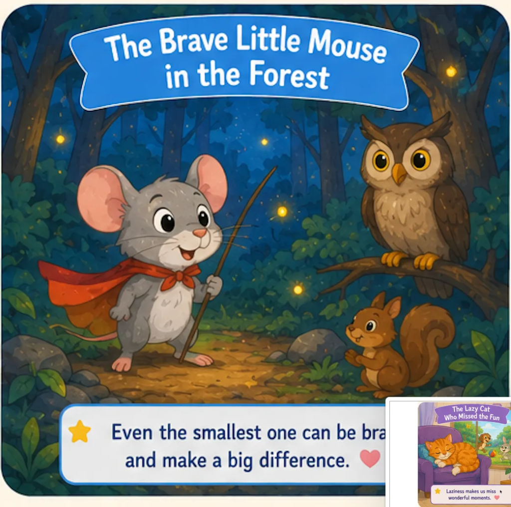 The Brave Little Mouse in the Forest- 1 Minute Bedtime Stories for Kids