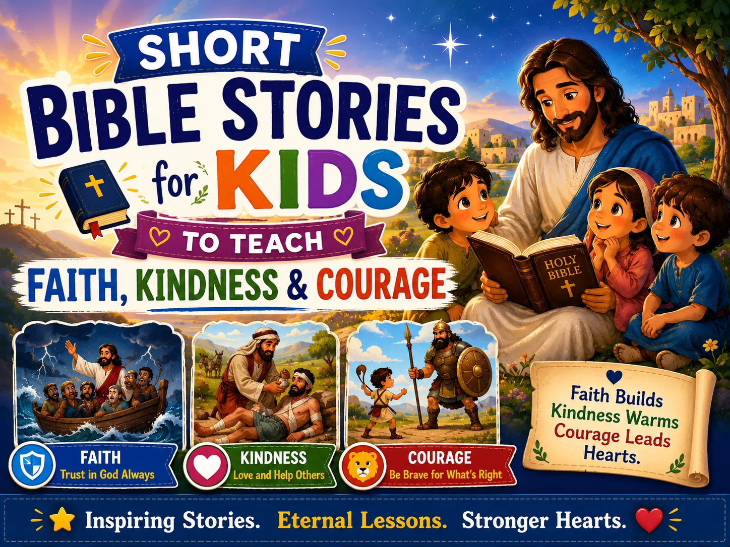 Short Bible Stories for Kids to Teach Faith, Kindness & Courage