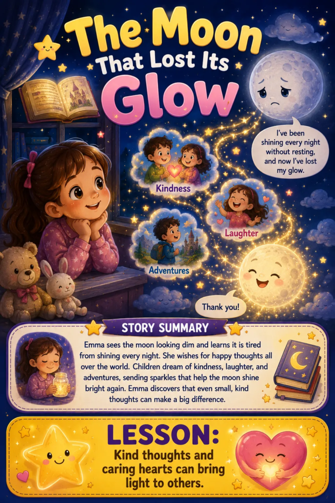 The Moon That Lost Its Glow - Best Short Stories for 7 Year Olds to Read Before Bed