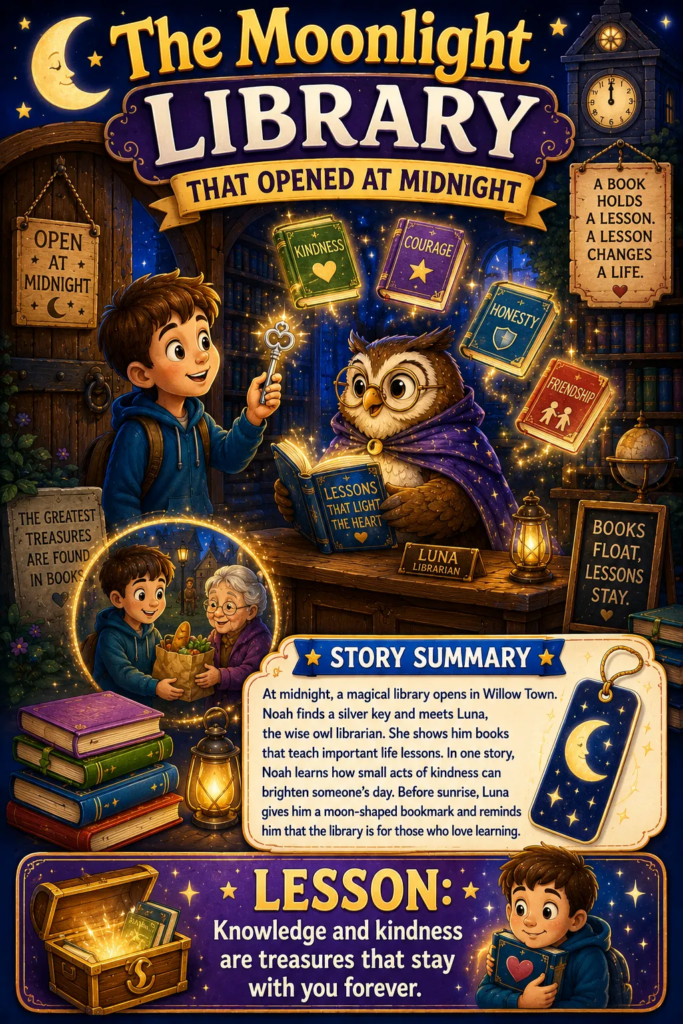 The Moonlight Library That Opened at Midnight - Bedtime stories for 10th Years Olds Kids 