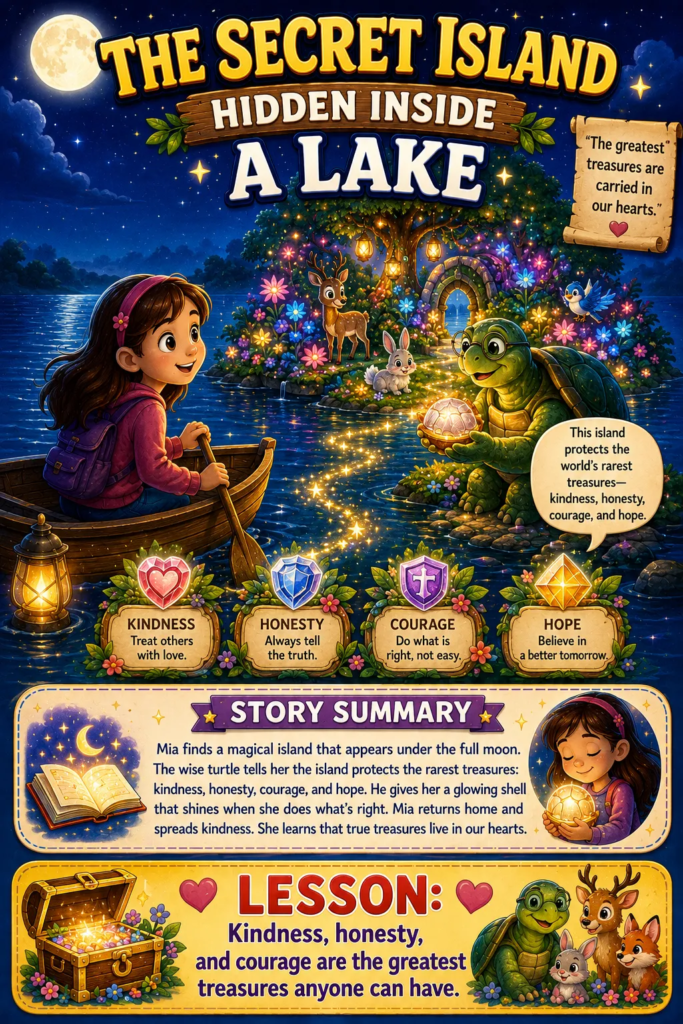 The Secret Island Hidden Inside a Lake - Bedtime stories for 10 years old 