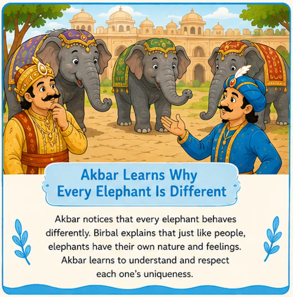 Akbar Learns Why Every Elephant Is Different - Akbar Birbal Elephant Story in English
