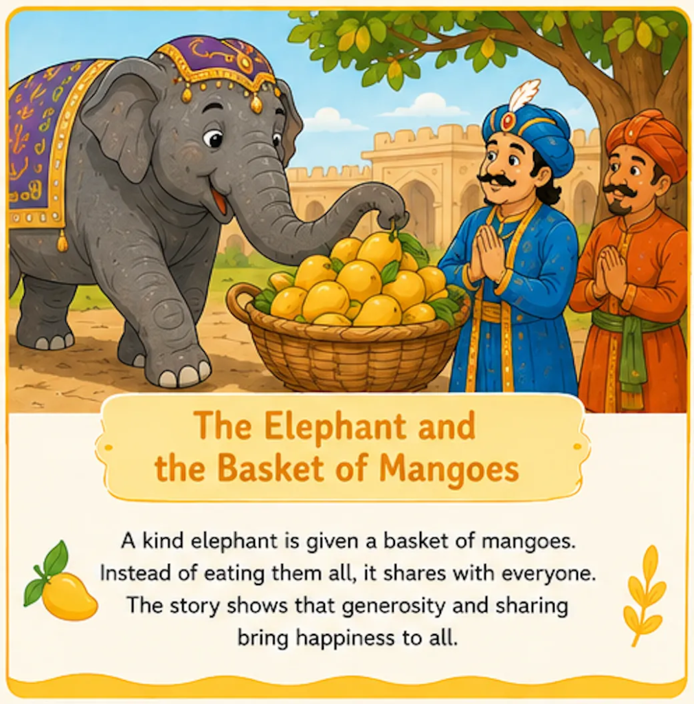 The Elephant and the Basket of Mangoes - Akbar Birbal Elephant Story in English