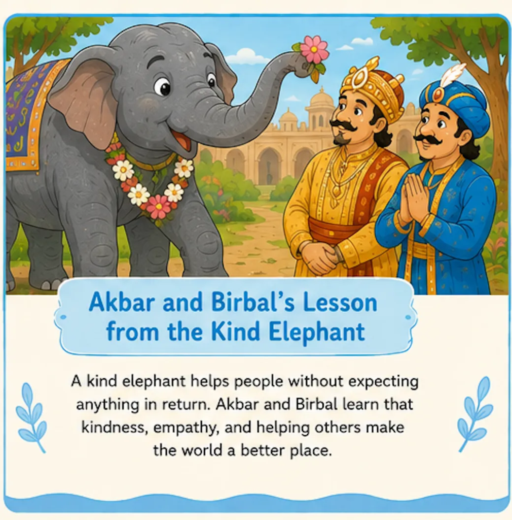 Akbar and Birbal's Lesson from the Kind Elephant- Akbar Birbal Elephant Story in English