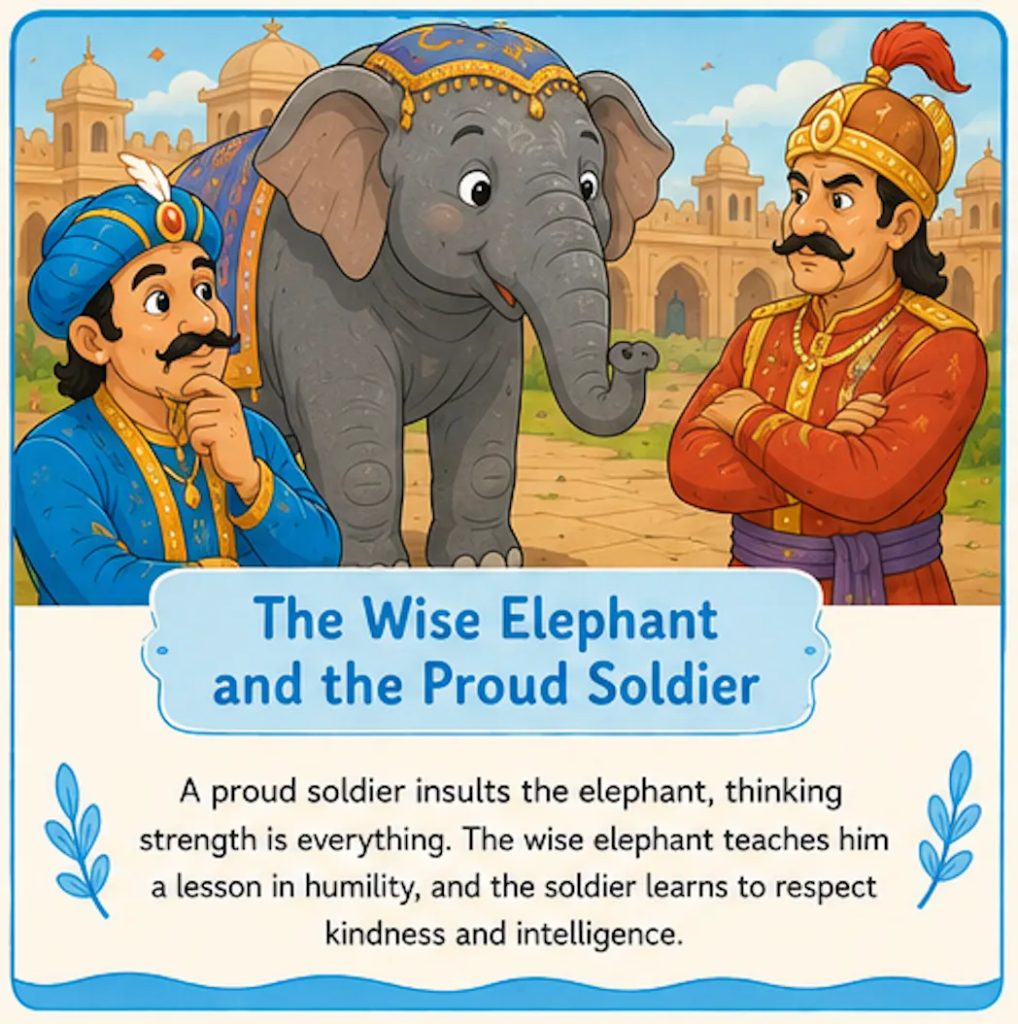 The Wise Elephant and the Proud Soldier - Akbar Birbal Elephant Story in English