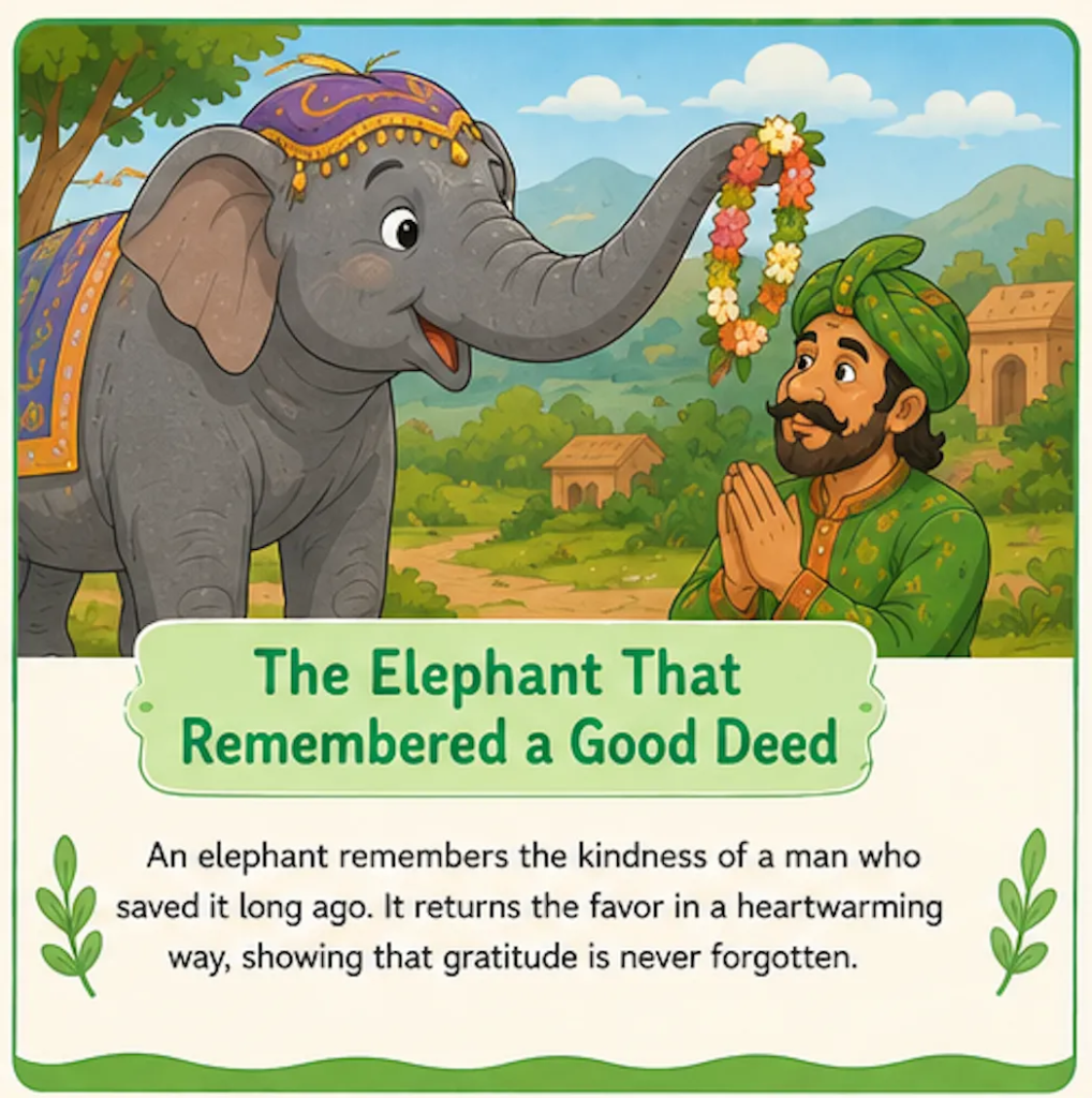 The Elephant That Remembered a Good Deed - Akbar Birbal Elephant Story in English