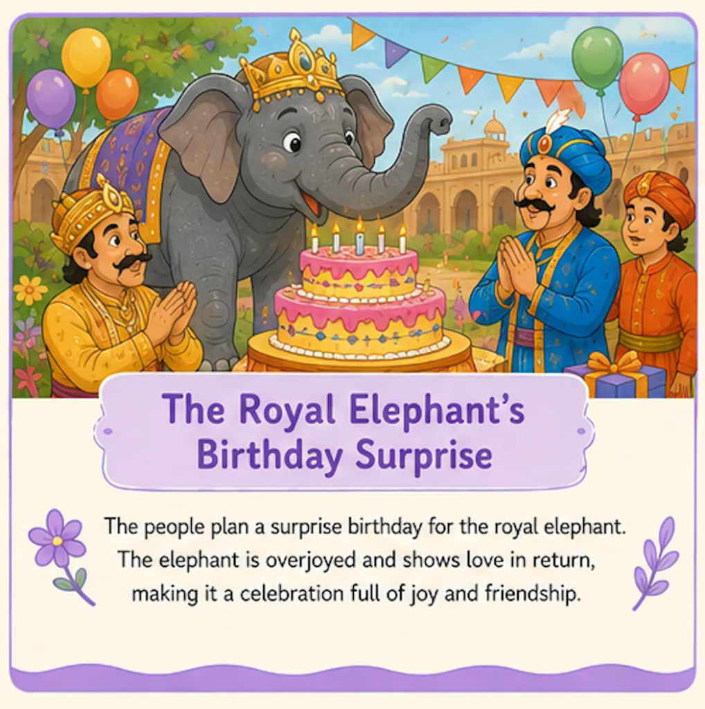 The Royal Elephant's Birthday Surprise - Akbar Birbal Elephant Story in English