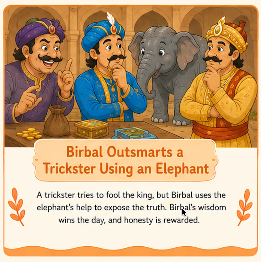 Birbal Outsmarts a Trickster Using an Elephant - Akbar Birbal Elephant Story in English