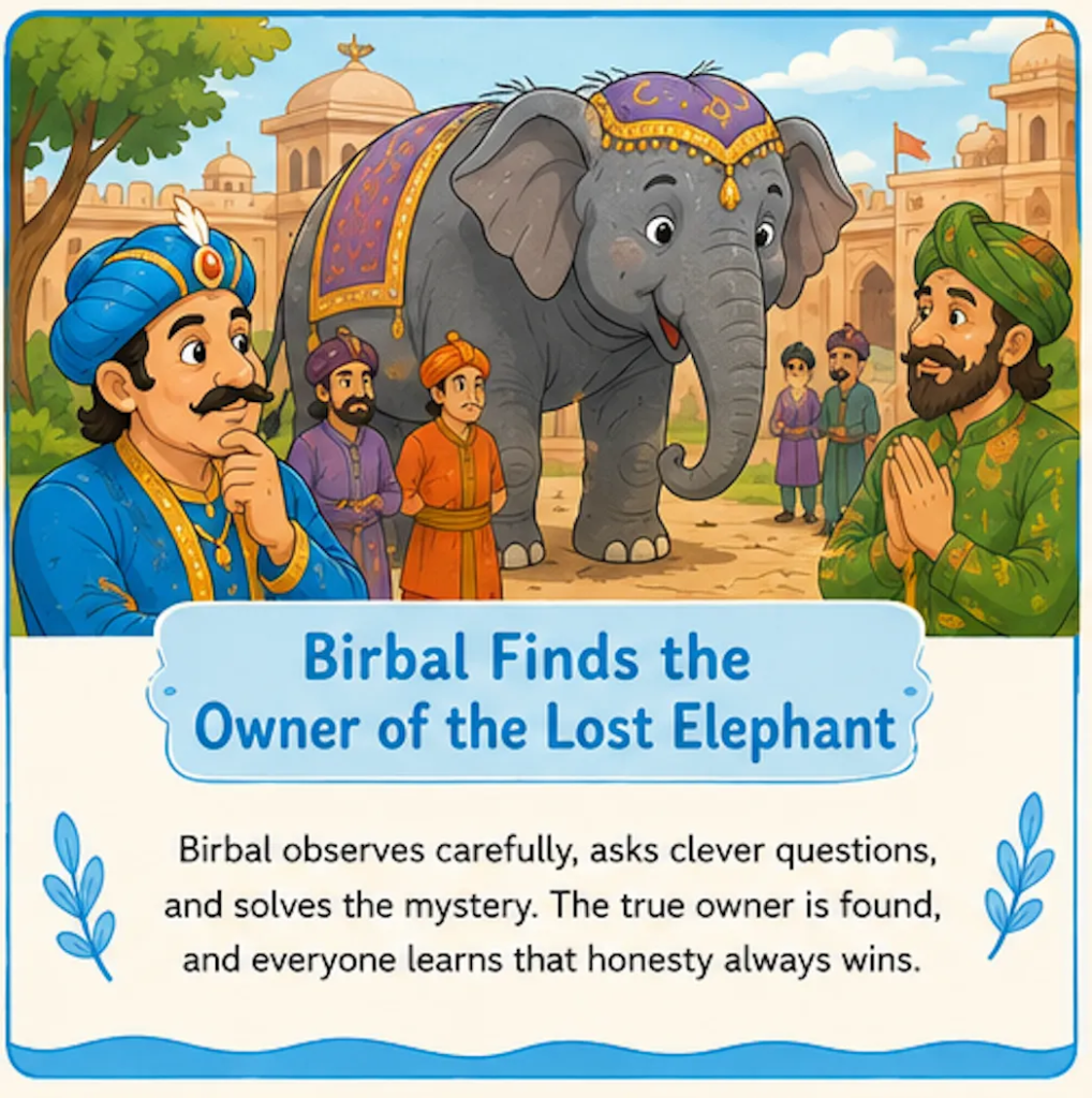 Birbal Finds the Owner of the Lost Elephant - Akbar Birbal Elephant Story in English