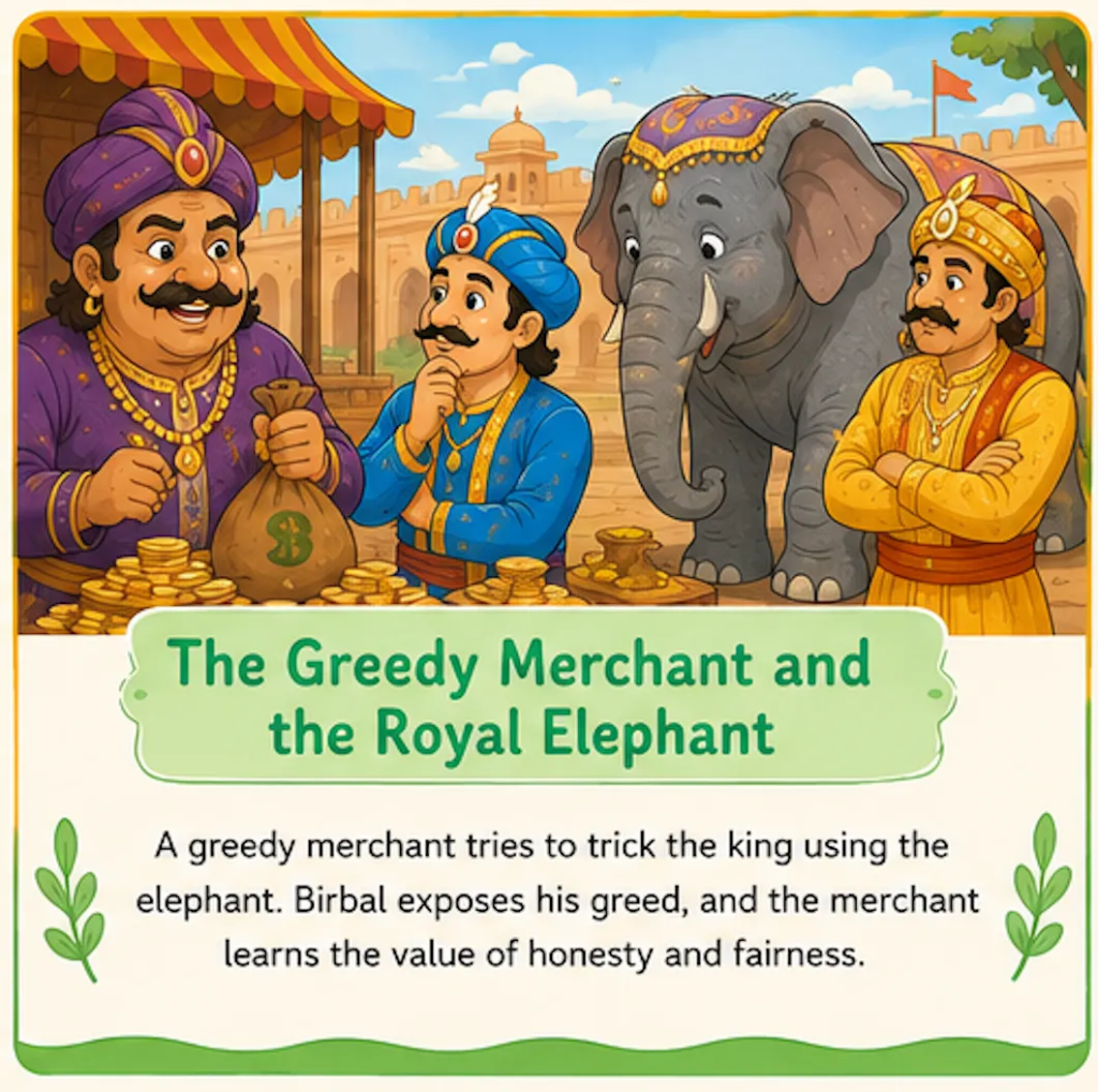 The Greedy Merchant and the Royal Elephant - Akbar Birbal Elephant Story in English