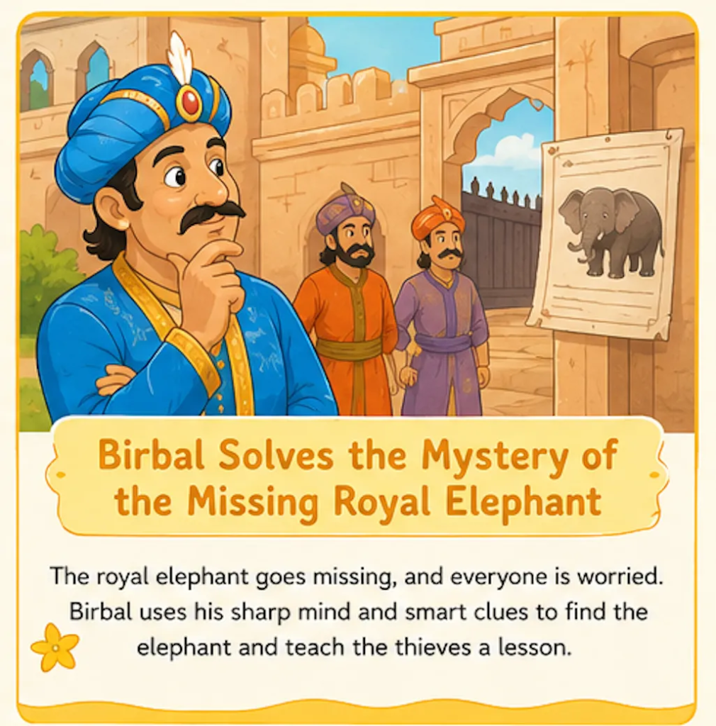 Birbal Solves the Mystery of the Missing Royal Elephant - Akbar Birbal Elephant Story in English