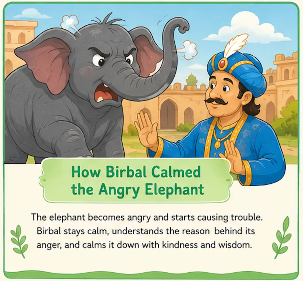 How Birbal Calmed the Angry Elephant - Akbar Birbal Elephant Story in English