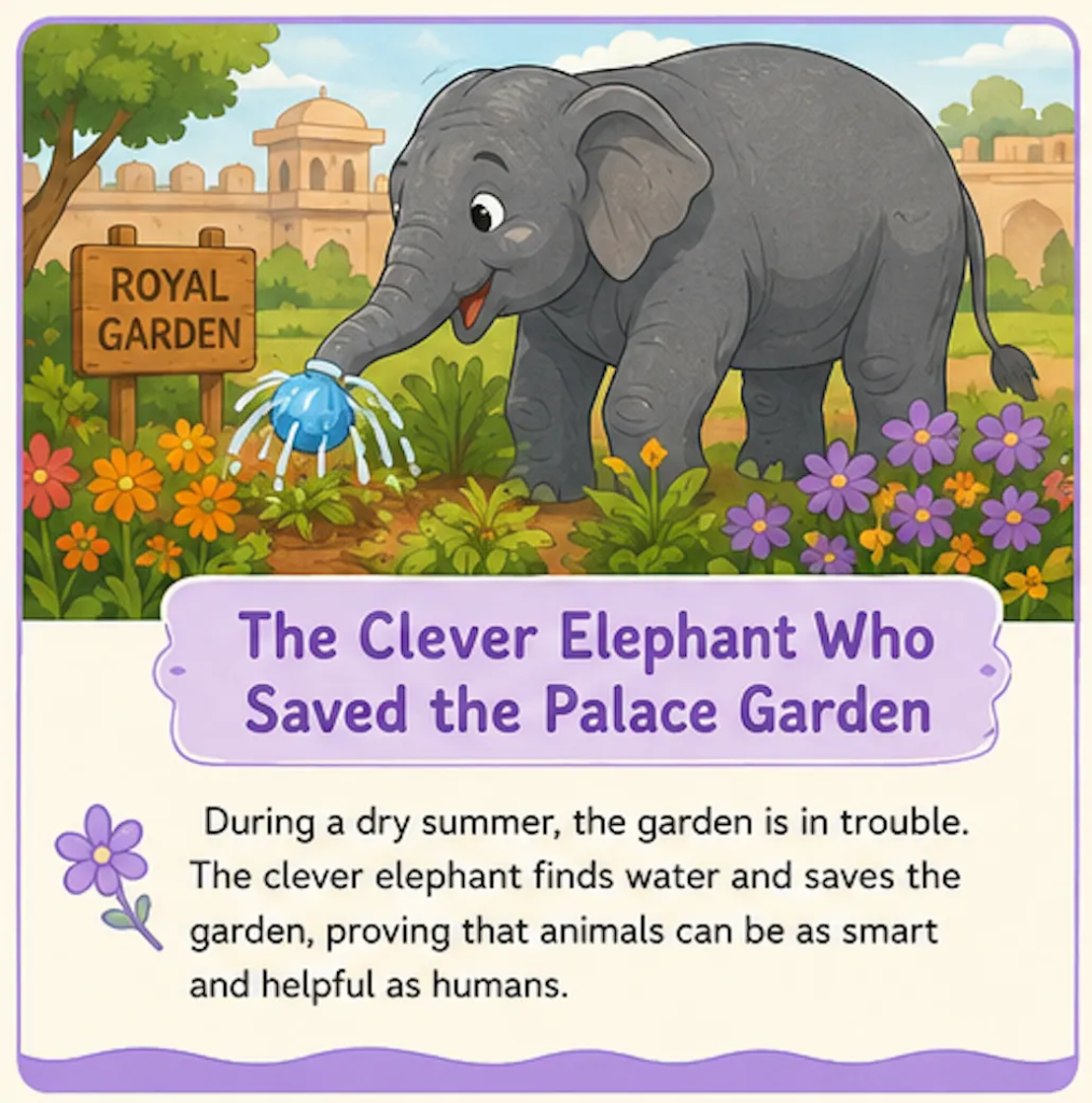 The Clever Elephant Who Saved the Palace Garden - Akbar Birbal Elephant Story in English