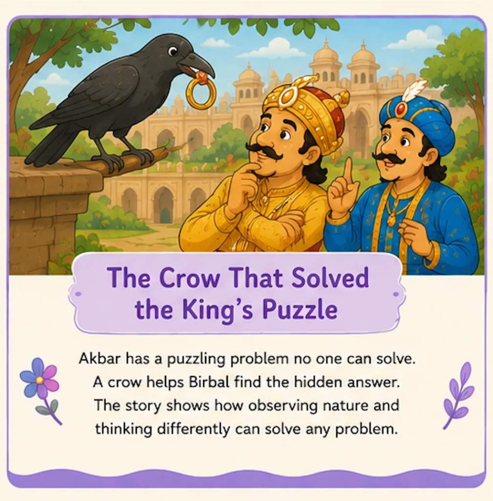 The Crow That Solved the King's Puzzle - Akbar and Birbal Stories with Pictures for Kids