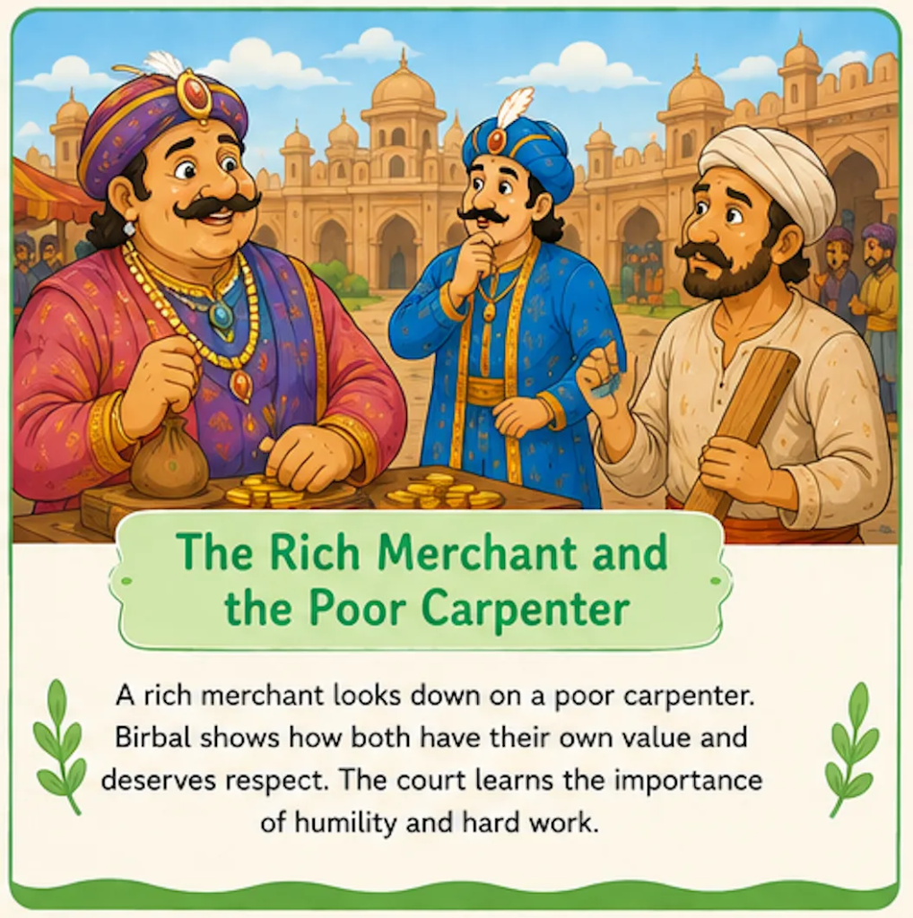 The Rich Merchant and the Poor Carpenter - Akbar and Birbal Stories with Pictures for Kids