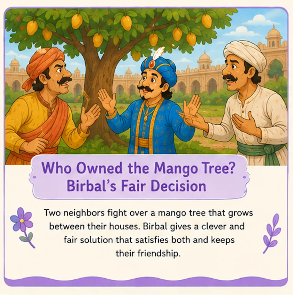 Who Owned the Mango Tree? Birbal's Fair Decision - Akbar and Birbal Stories with Pictures for Kids