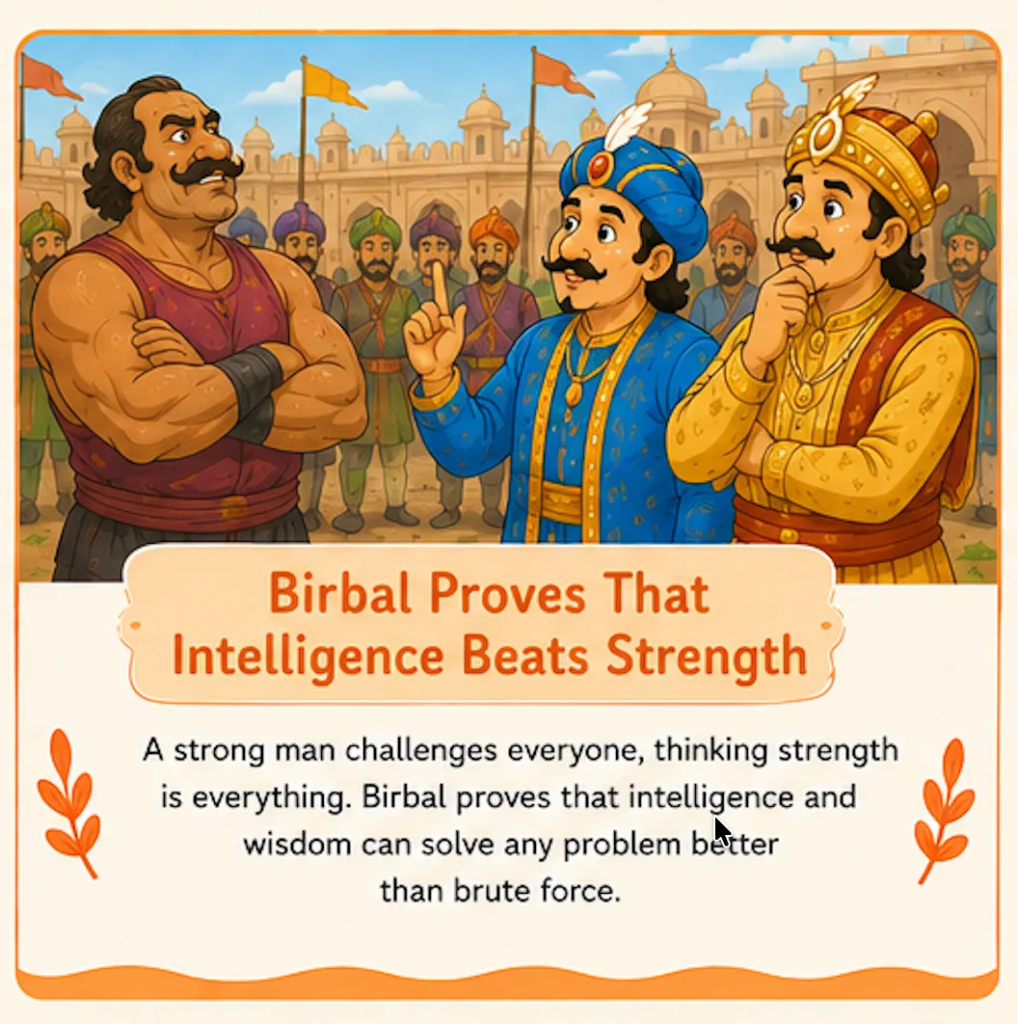 Birbal Proves That Intelligence Beats Strength - Akbar and Birbal Stories with Pictures for Kids