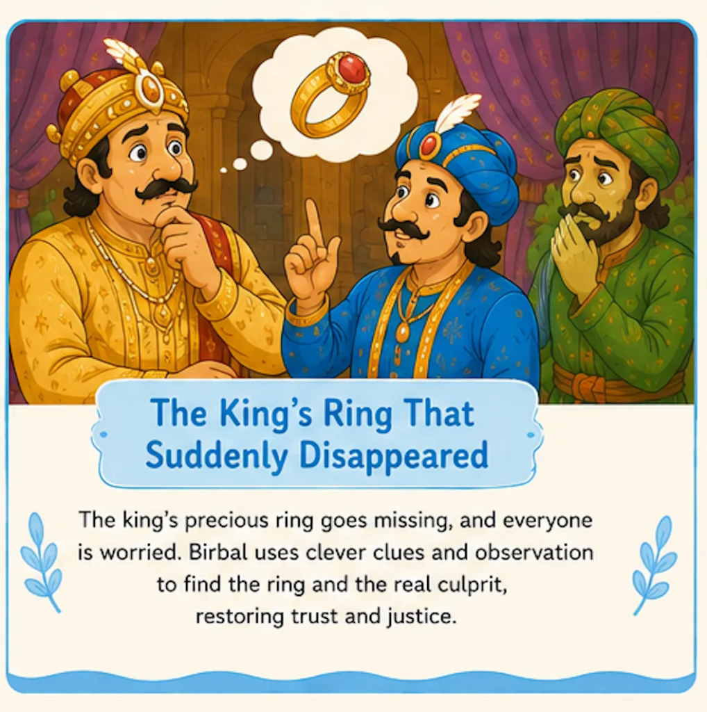 The King's Ring That Suddenly Disappeared - Akbar and Birbal Stories with Pictures for Kids