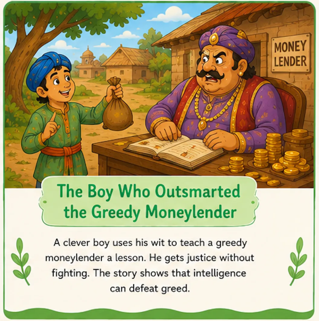 The Boy Who Outsmarted the Greedy Moneylender - Akbar and Birbal Stories with Pictures for Kids