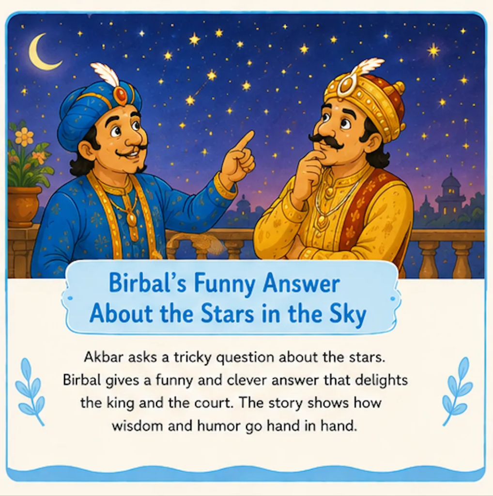 Birbal's Funny Answer About the Stars in the Sky - Akbar and Birbal Stories with Pictures for Kids