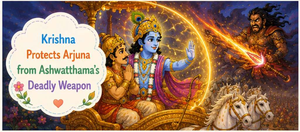 Krishna Protects Arjuna from Ashwatthama's Deadly Weapon -Krishna Arjuna Story for Kids 