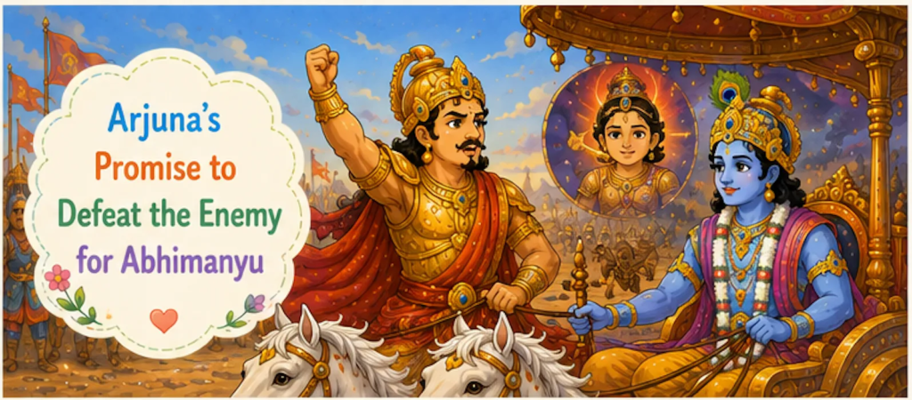 Arjuna's Promise to Defeat the Enemy for Abhimanyu -Krishna Arjuna Story for Kids 