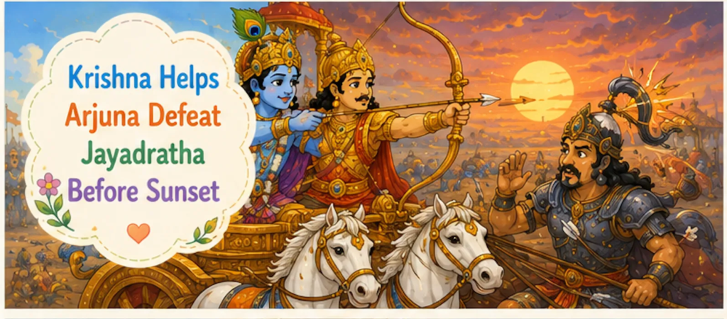 Krishna Helps Arjuna Defeat Jayadratha Before Sunset -Krishna Arjuna Story for Kids 