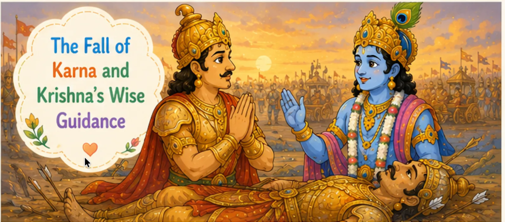 The Fall of Karna and Krishna's Wise Guidance - Krishna Arjuna Story for Kids 
