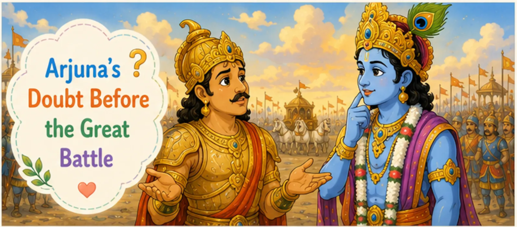 Arjuna's Doubt Before the Great Battle  -Krishna Arjuna Story for Kids 
