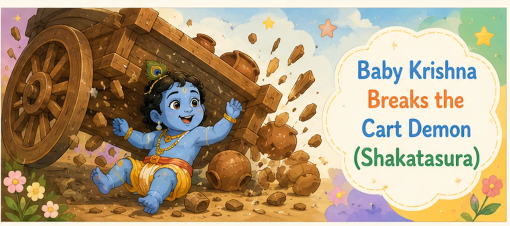 Baby Krishna Breaks the Cart Demon (Shakatasura)