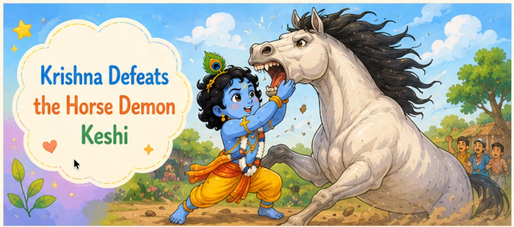 Krishna Defeats the Horse Demon Keshi