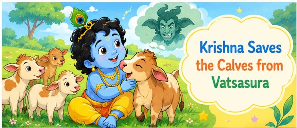 Krishna Saves the Calves from Vatsasura