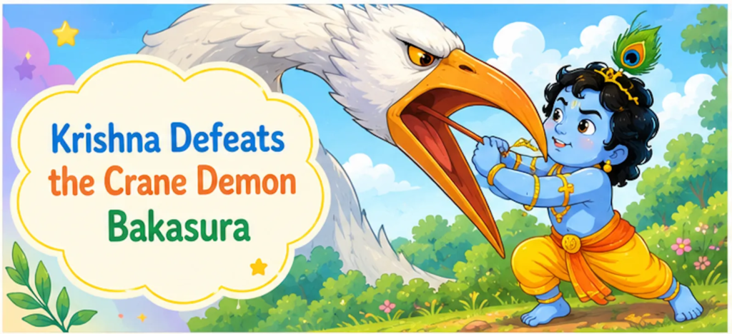 Krishna Defeats the Crane Demon Bakasura