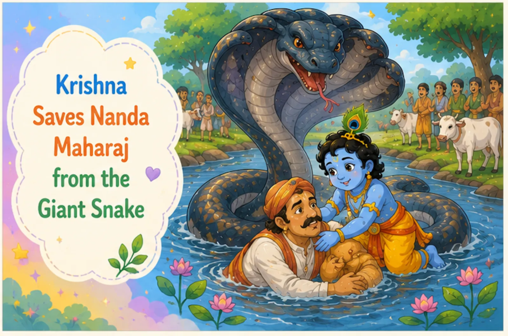 Krishna Saves Nanda Maharaj from the Giant Snake