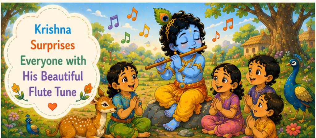 Krishna Surprises Everyone with His Beautiful Flute Tune- Little Krishna Story in English for Kids 