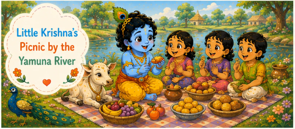 Little Krishna's Picnic by the Yamuna River- Little Krishna Story in English for Kids 