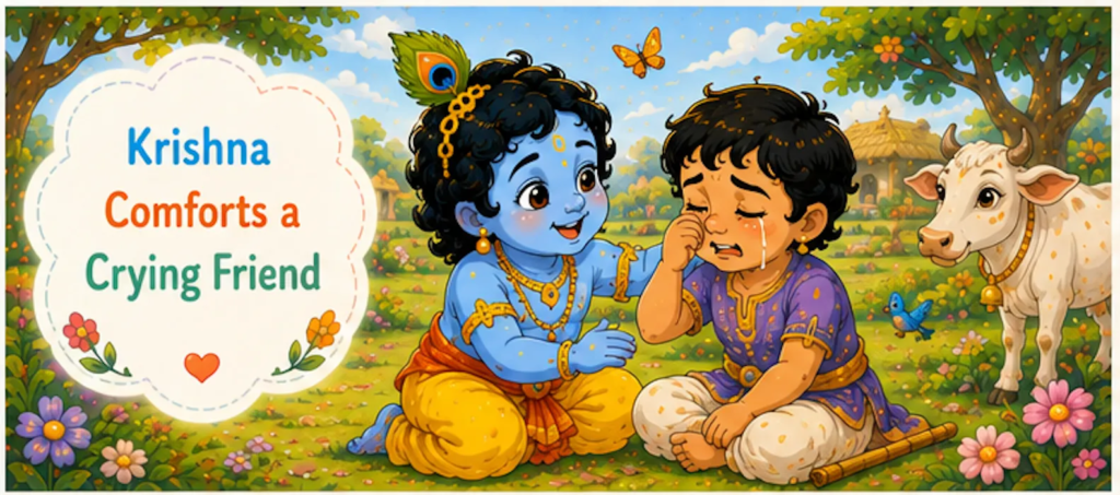 Krishna Comforts a Crying Friend - Little Krishna Story in English for Kids 