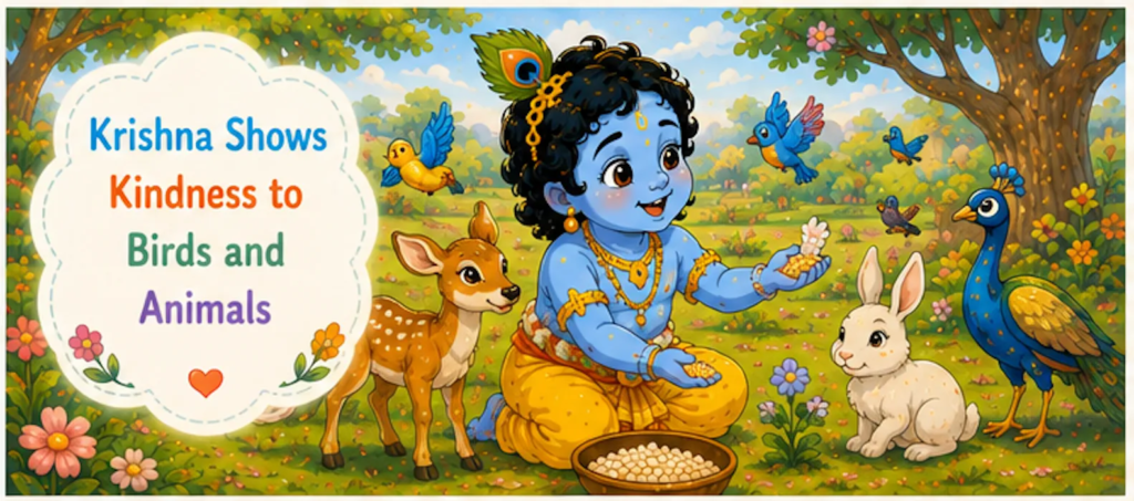 Krishna Shows Kindness to Birds and Animals - Little Krishna Story in English for Kids 